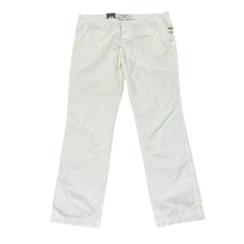 NWT Old Navy Low Rise Skinny Pant Women 14 White Cotton Straight Leg Flap Pocket
